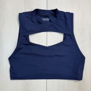 Peloton Navy High Neck Cutout Racerback‎ Sports Bra Women's S Crop Top Gym Yoga